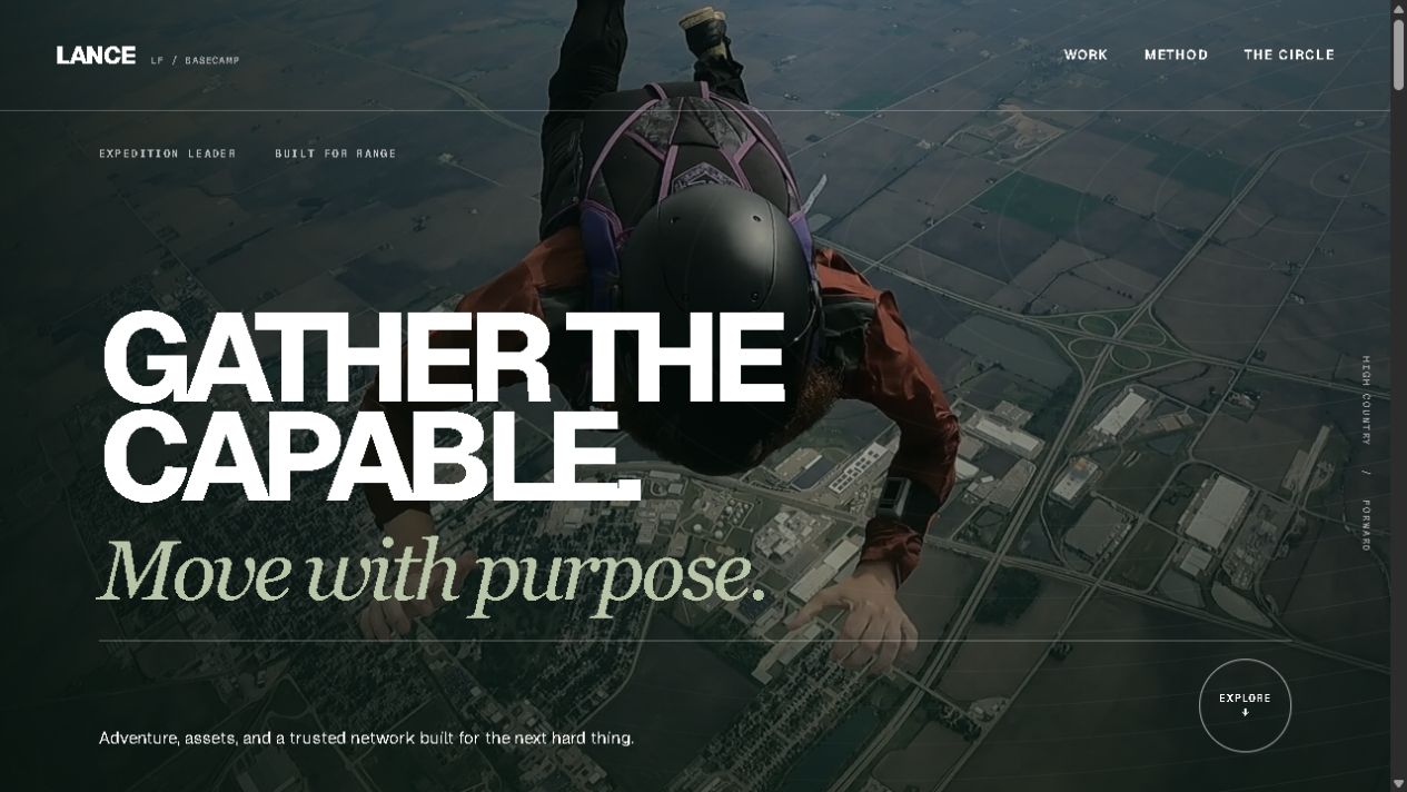 Lance Forward travel website homepage preview